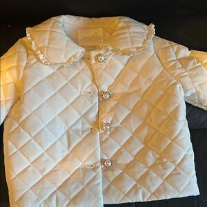 Erdem Quilted Ivory Jacket with Ruffled Collar